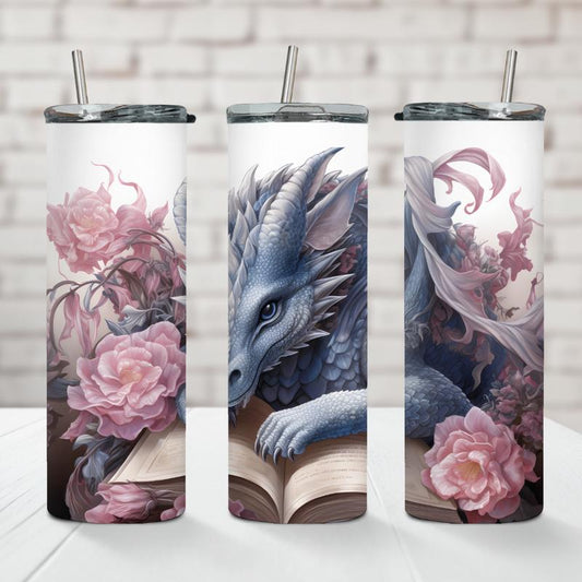 Fantasy Dragon Reading a Book 20Oz Instulated Tumbler