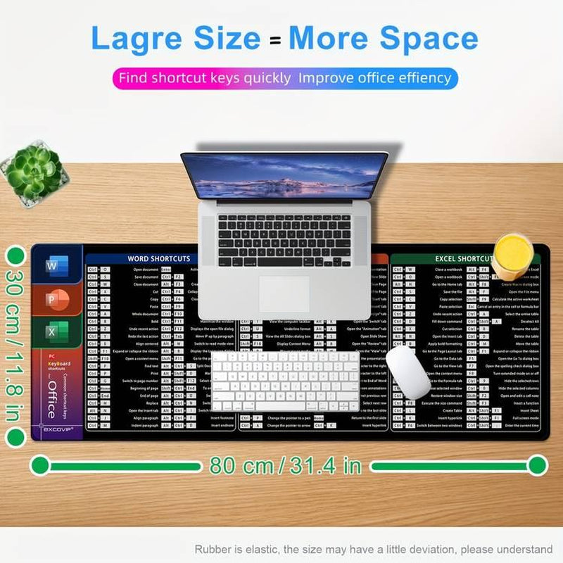 Mouse Pad with Word/Excel/Power Point Windows Shortcut Keys, Anti-Slip Design, Office Software Shortcuts Mousepad, Perfect for Office, Home, Gaming.