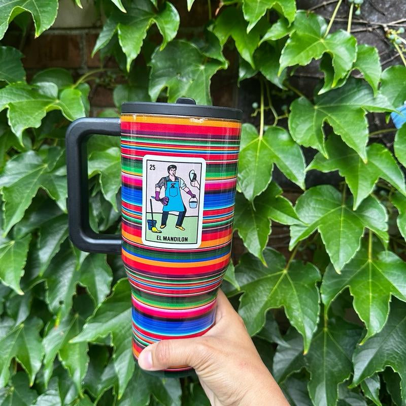 Mandilon Tumbler for Mexican Husband or Mexican Dad. Funny Mexican Mug for Him. Stainless Mug with Flip Straw