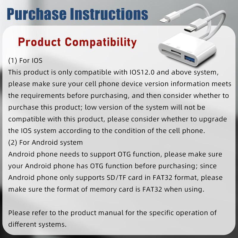 Multifunctional SD/TF/USB C Card Reader, 1 Count USB C Plug Card Reader, Fast Transmission Adapter for Home Office, Compatible with Iphone, Ipad, Laptop